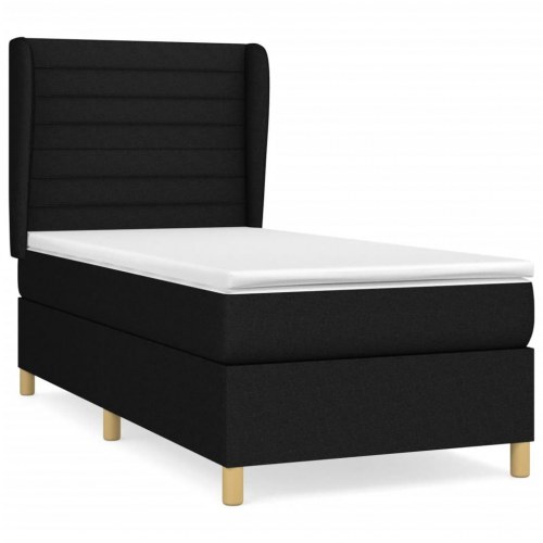 Kontinentalseng med madras 90x190 cm - stof, sort