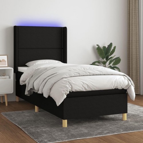 Kontinentalseng med LED-lys 90×190 cm - stof, sort