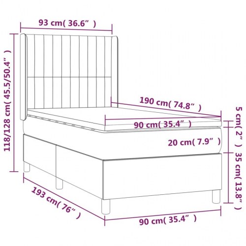 Kontinentalseng med LED-lys 90×190 cm - stof, sort