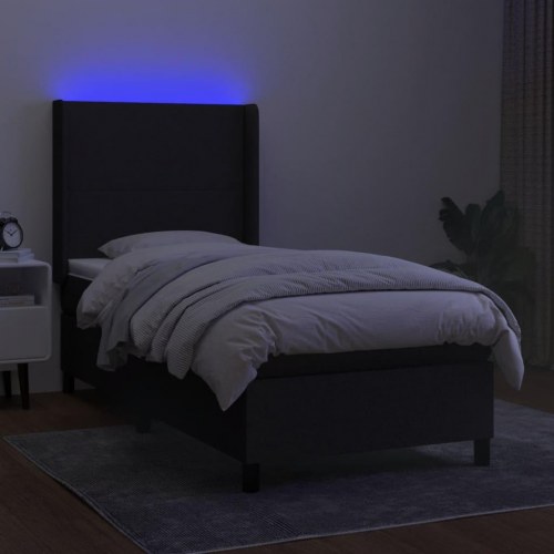 Kontinentalseng med LED-lys 90×190 cm - sort stof