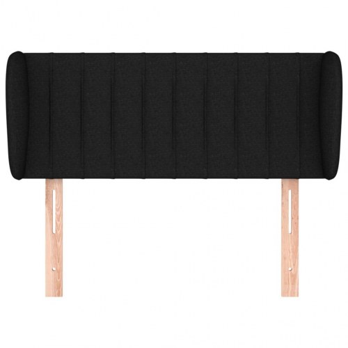 Sengegavl med kanter i stof - sort, 83 x 23 x 78/88 cm