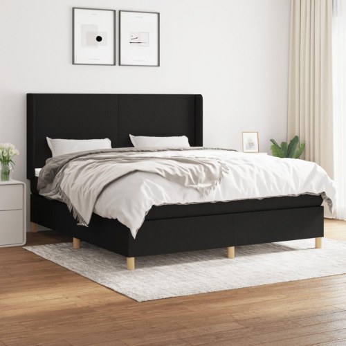 Kontinentalseng med madras 160x200 cm - stof, sort