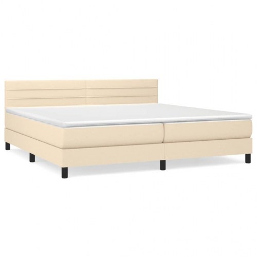 Kontinentalseng med madras 200×200 cm - stof, cremefarvet