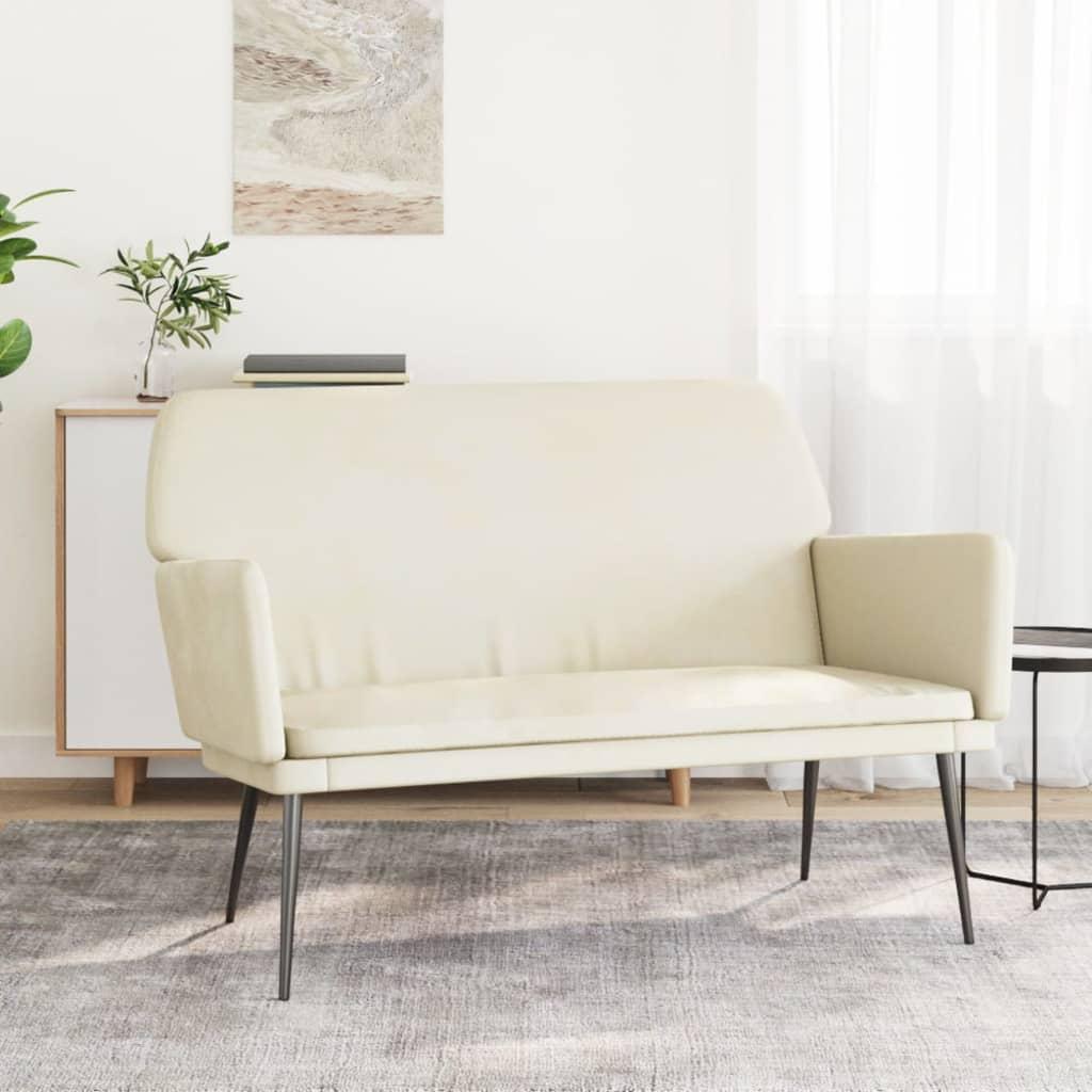 Bænk 108x79x79 cm velour cremefarvet