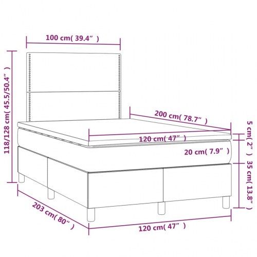 Kontinentalseng med madras 120x200 cm - stof, sort