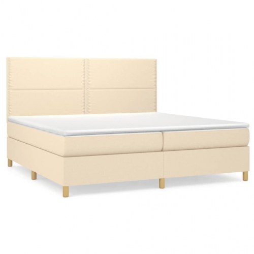 Kontinentalseng med madras 200x200 cm stof cremefarvet