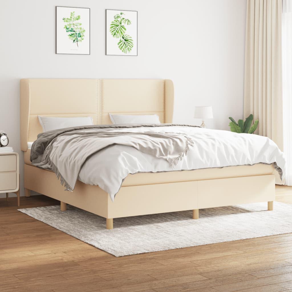 Kontinentalseng Med Madras 160x200 Stof Cremefarvet