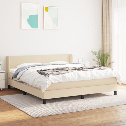 Kontinentalseng med madras 180x200 cm - stof, cremefarvet