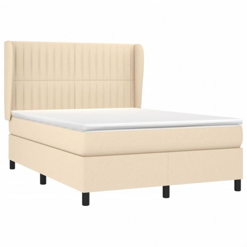 Kontinentalseng med madras 140×200 cm - stof, cremefarvet