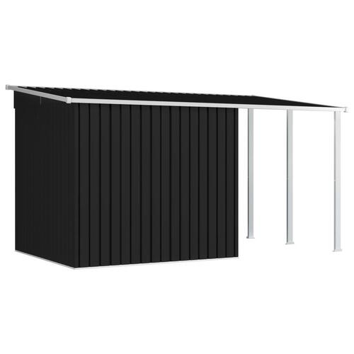 Haveskur med forlænget tag 346x193x181 cm stål antracitgrå