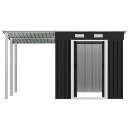 Haveskur med forlænget tag 346x193x181 cm stål antracitgrå