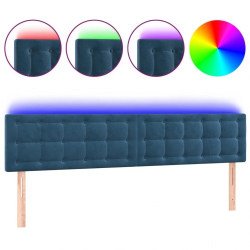 Sengegavl med LED-lys 180 x 5 x 78/88 cm - mørkeblå