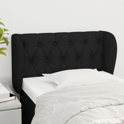 Sengegavl med kanter - sort, 83 x 23 x 78/88 cm
