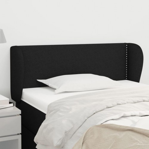 Sengegavl med kanter 83 x 23 x 78/88 cm stof - sort