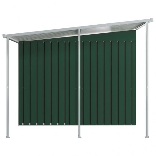 Haveskur med forlænget tag 346x236x181 cm stål grøn
