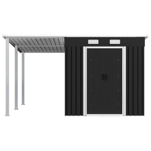 Haveskur med forlænget tag 336x270x181 cm stål antracitgrå
