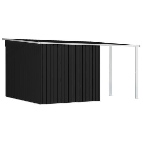 Haveskur med forlænget tag 336x270x181 cm stål antracitgrå