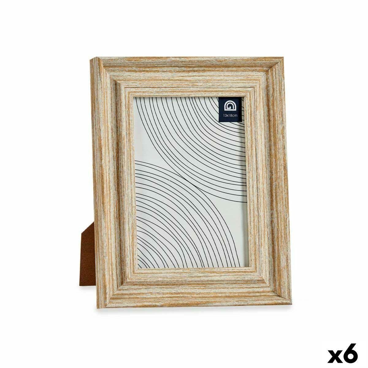 Fotoramme 13×18 cm - brun/guld træ-look med glas, 6-pak
