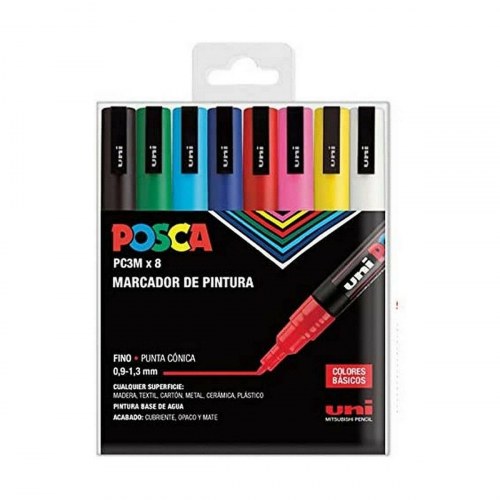 Uni-Ball Posca markersæt - fin spids 0,9-1,3 mm, multifarver