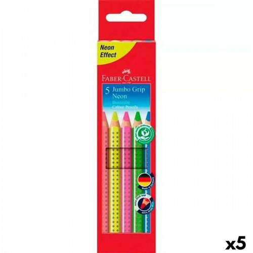 Faber-Castell farveblyanter - Neon, 5 stk., trekantet træ