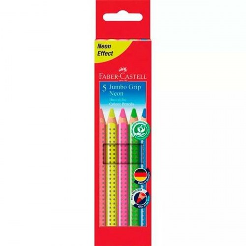 Faber-Castell farveblyanter - Neon, 5 stk., trekantet træ