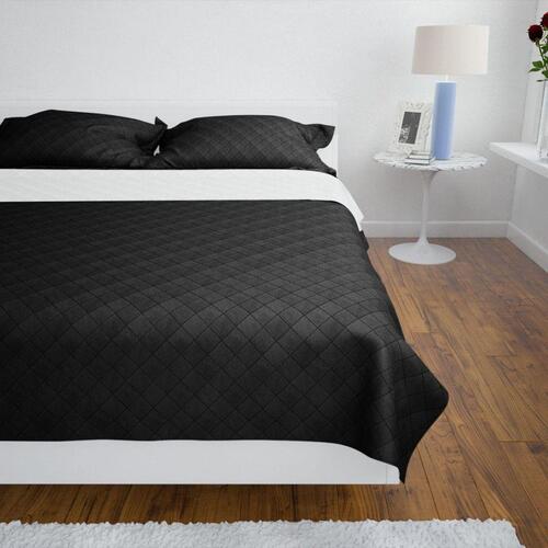 Dobbeltsidet quiltet sengetæppe sort/hvid 170 x 210 cm