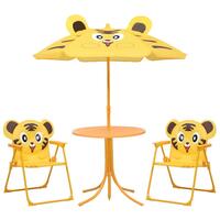 Udendørs bistrosæt til børn 3 dele med parasol gul