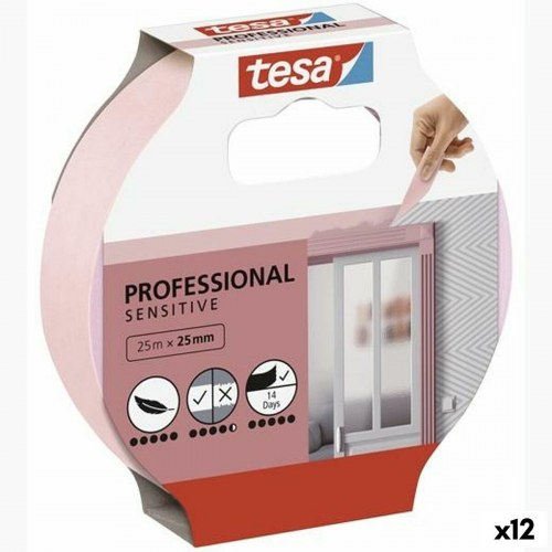 TESA Professional Sensitive malertape - pink, 25 mm x 50 m, 12 ruller