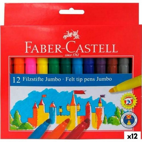 Faber-Castell Jumbo fiberpenne - æske med 12 farver