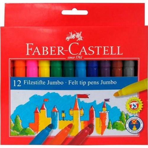 Faber-Castell Jumbo fiberpenne - æske med 12 farver