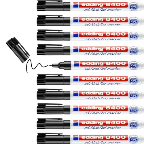 Edding 8400 sprittusch - sort, 10 stk.