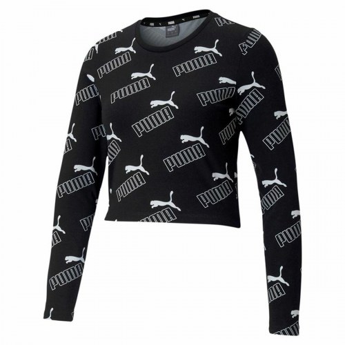 Puma Amplified AOP LS Fitted langærmet crop top - Dame - Sort (M)