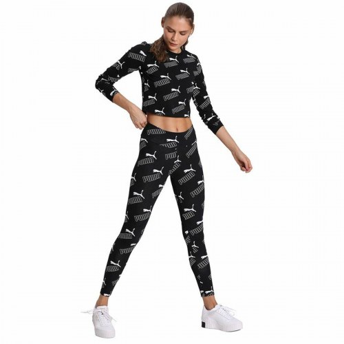 Puma Amplified AOP LS Fitted langærmet crop top - Dame - Sort (M)
