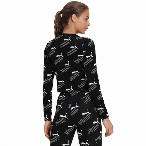 Puma Amplified AOP LS Fitted langærmet crop top - Dame - Sort (M)