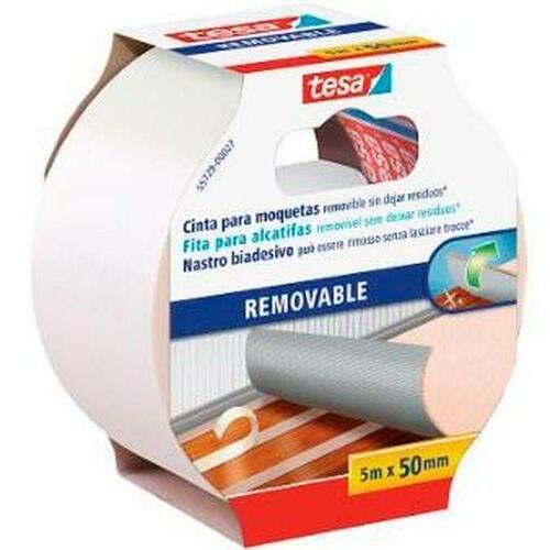 Dobbeltsidet Tape TESA Gulvtæppe Auto bindemiddel Hvid 50 mm x 5 m (6 enheder)
