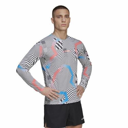 Langærmet T-shirt til Mænd Adidas Terrex Primeblue Trail Hvid XS