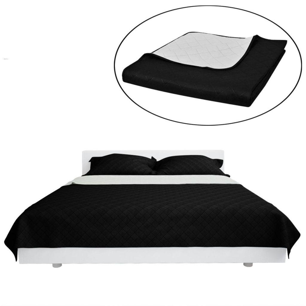 Dobbeltsidet quiltet sengetæppe 220x240 cm sort/hvid