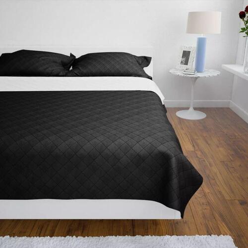 Dobbeltsidet quiltet sengetæppe 220x240 cm sort/hvid