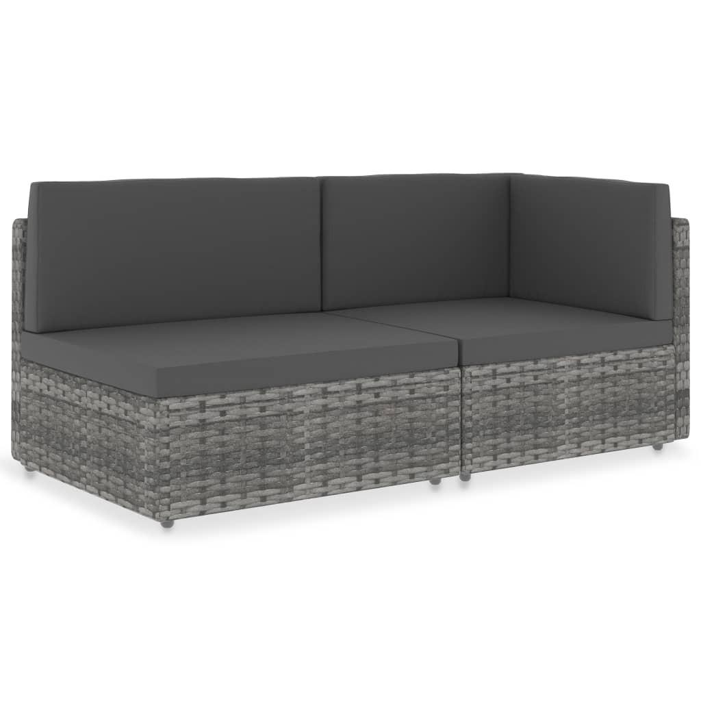 2-personers sofa modulær polyrattan grå
