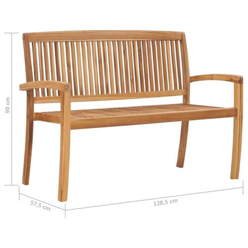 2-personers havebænk 128,5 cm massivt teaktræ