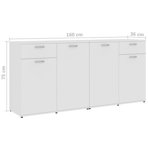 Skænk 160x36x75 cm spånplade hvid