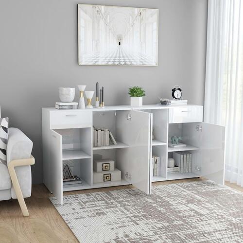 Skænk 160x36x75 cm spånplade højglans hvid