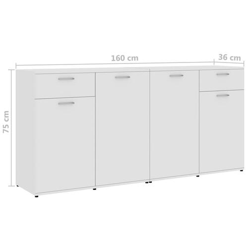 Skænk 160x36x75 cm spånplade højglans hvid
