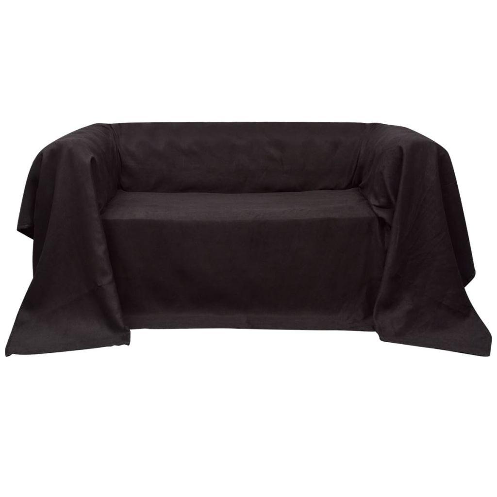Sofaovertræk i micro-suede, brunt, 270x350 cm