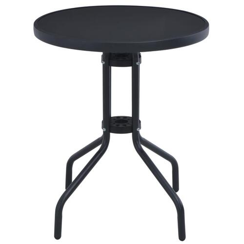 Havebord 60 cm stål og glas sort