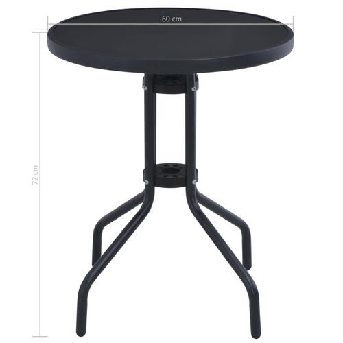 Havebord 60 cm stål og glas sort