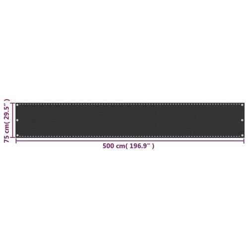 Altanafskærmning HDPE 75x500 cm antracitgrå
