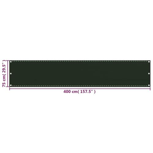 Altanafskærmning 75x400 cm HDPE mørkegrøn