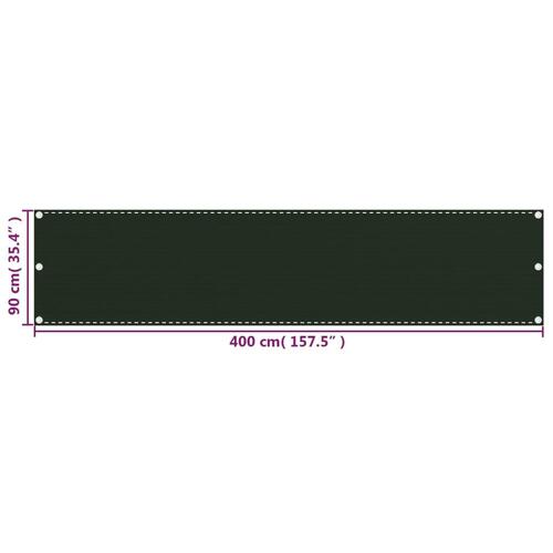 Altanafskærmning 90x400 cm HDPE mørkegrøn