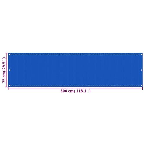Altanafskærmning 75x300 cm HDPE blå